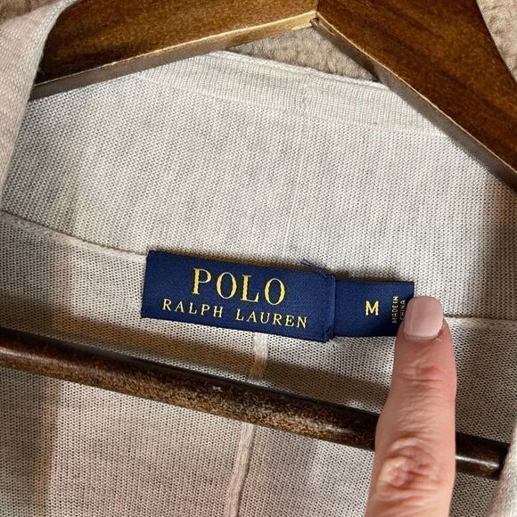 Polo Ralph Lauren Long Cardigan Womens Medium Gray Open Asymmetric Viscose Silk - Picture 4 of 9